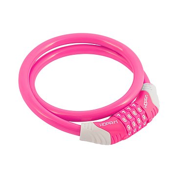 Изображение товара Розовый велосипедный замок-трос Нора-М №31 800 мм кодовый для безопасной езды