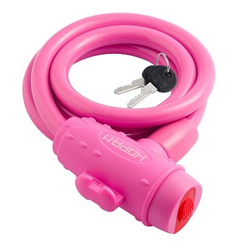 Изображение товара Велосипедный замок тросовый Нора-М №33 18303 розовый 1000 мм