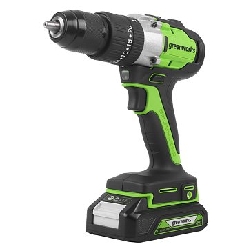 Изображение товара Аккумуляторная ударная дрель-шуруповерт Greenworks 24В с кейсом и подсветкой