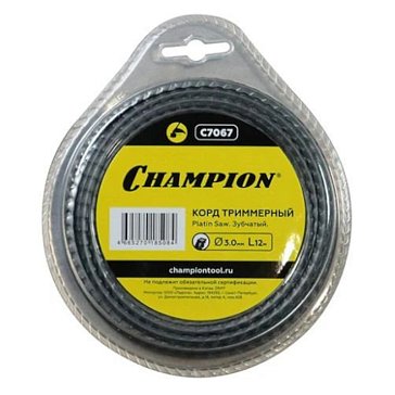 Изображение товара Корд триммерный Champion Platin Saw C7067, 3.0 мм, 12 метров, зубчатый