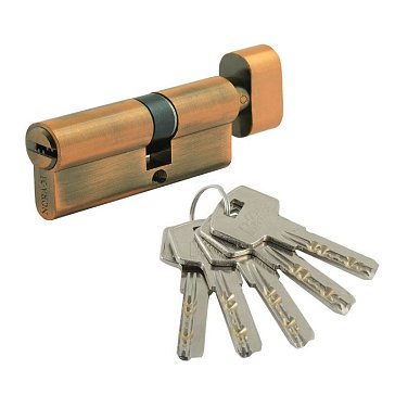 Изображение товара Цилиндр замка личинка Нора-М ЛЮКС II ЛПВ-70 (40-30в) асимметричный со вертушкой из старой меди