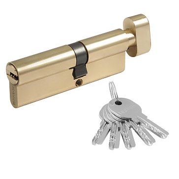 Изображение товара Цилиндр замка Нора-М ЛПУВ-90 (50-40в) 12696, личинка ЛПУВ, асимметричный, с вертушкой, золото
