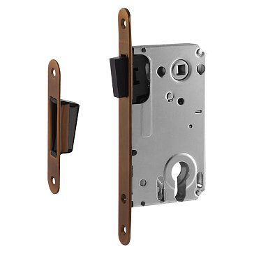 Изображение товара Замок врезной цилиндровый Нора-М 18523, 25М-85 мм, с магнитным ригелем, матовый кофе