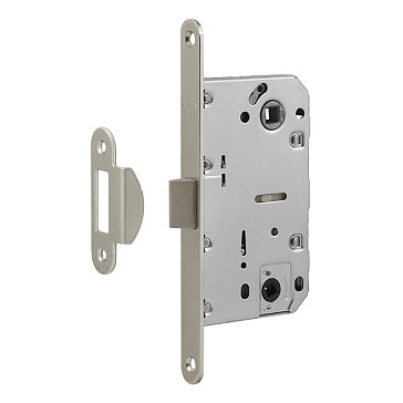 Изображение товара Замок врезной Нора-М 18857, М13П-96 мм, под фиксатор с пластиковым ригелем, матовый никель