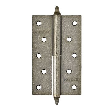 Изображение товара Петля дверная разъемная Нора-М 610-5" 5454, 125*75*2,5, с колп., Застаренное серебро, Левая