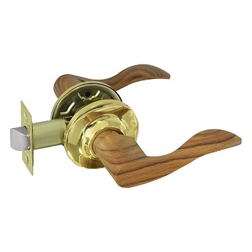 Изображение товара Ручка-защелка Нора-М 5086, ЗВ1, нажимная, для межкомнатных дверей, темное дерево/золото, без запирания