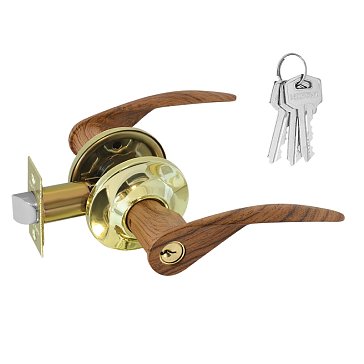 Изображение товара Ручка защелка Нора-М ТТ12 9745 для межкомнатных дверей, темное дерево, золото