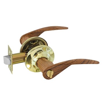 Изображение товара Ручка защелка Нора-М ТТ12 9746, нажимная для межкомнатных дверей, темное дерево/золото, 03, фиксатор