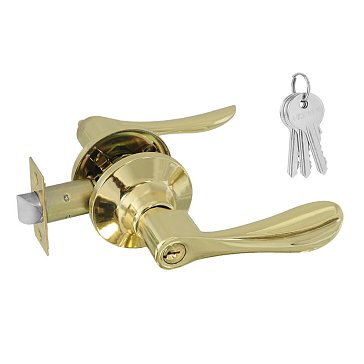 Изображение товара Ручка защелка Нора-М 14044, ЗВ3-STD нажимная, для межкомнатных дверей, золото, 01, ключ/фиксатор