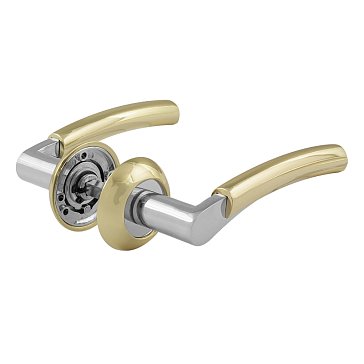 Изображение товара Ручка дверная Нора-М 99 А Al 15396, комплект ручек, золото/хром