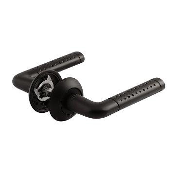 Изображение товара Ручка дверная Нора-М 101 А Al 18544 комплект черный алюминиевый