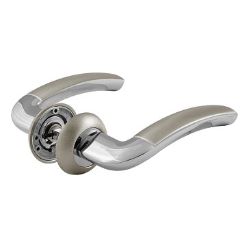 Изображение товара Ручка дверная Нора-М 23 А Al 16049, комплект ручек, матовый никель/хром