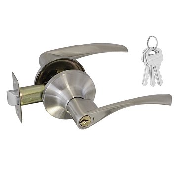 Изображение товара Ручка защелка Нора-М Isparus ЗВ2 16770 для межкомнатных дверей с замком, матовый никель