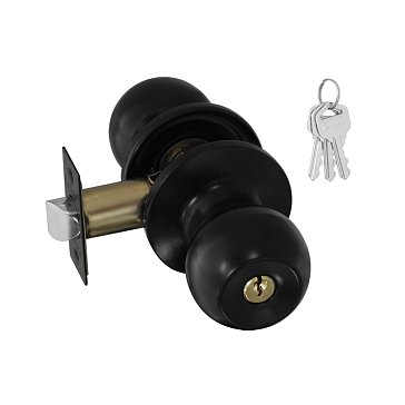 Изображение товара Ручка защелка кноб Isparus ЗШ 18818, поворотная. для межкомнатных дверей, черный, 01, ключ/фиксатор