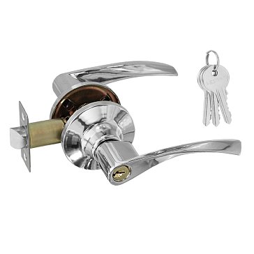 Изображение товара Ручка защелка Нора-М ЗВ2-STD 14392, нажимная, для межкомнатных дверей, хром, 01, ключ/фиксатор