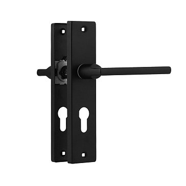 Изображение товара Ручка дверная на планке Нора-М 708К 19527, комплект ручек, черный, 61,5 мм