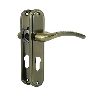 Изображение товара Ручка дверная на планке Нора-М 796А 19515, комплект ручек, старая бронза, 61.5 мм