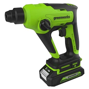Изображение товара Перфоратор аккумуляторный бесщеточный Greenworks GD24SDS1K2 3803107UA (1,2 Дж, 24V, АКБ 2Ач и ЗУ)