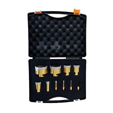 Изображение товара Набор алмазных коронок EDMA 252055, для сухого сверления, 10 шт, кейс