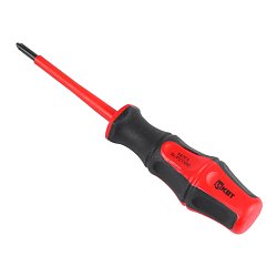 Диэлектрическая отвертка КВТ PZ-FL 1х80 Pozidriv плюс-минус для работ под напряжением до 1000В