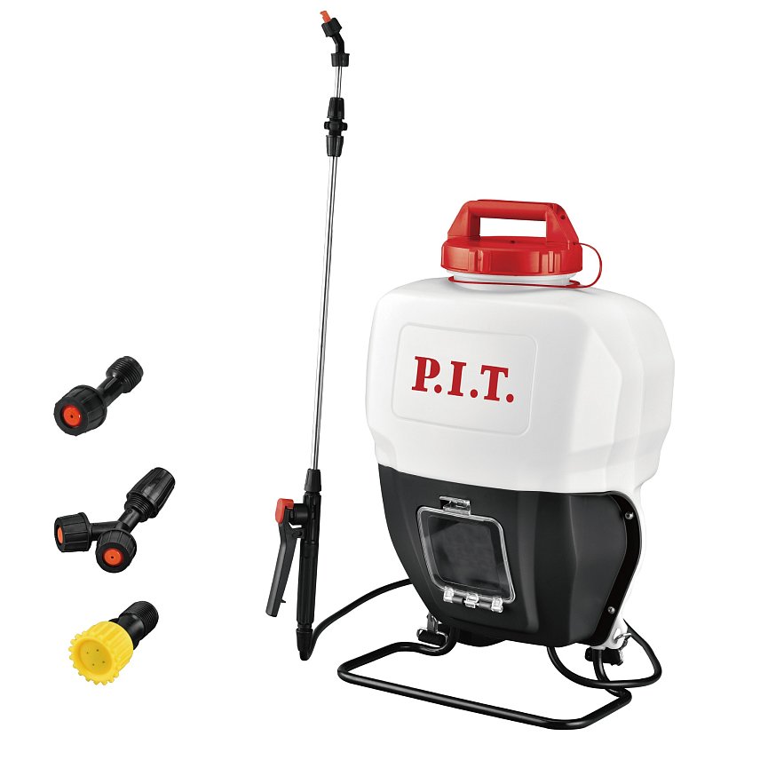 Опрыскиватель ранцевый аккумуляторный P.I.T. SOLO PSY20H-15A, 20 В, 0.3-0.45 МПа, бак 15 л, ремни, насадки
