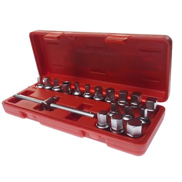 Изображение товара Набор головок для отворачивания масляных пробок JTC JTC-JW0895, 18 предметов