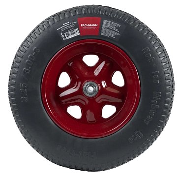 Изображение товара Колесо для тачки/тележки Fachmann 05.139, полиуретановое серое 3.25/3.00-8 подшипник D 12 мм