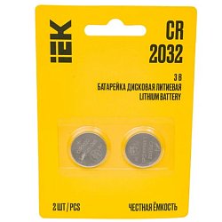 Батарейка дисковая литиевая IEK CR2032 ABT-CR2032-OP-L02, 2шт, блистер