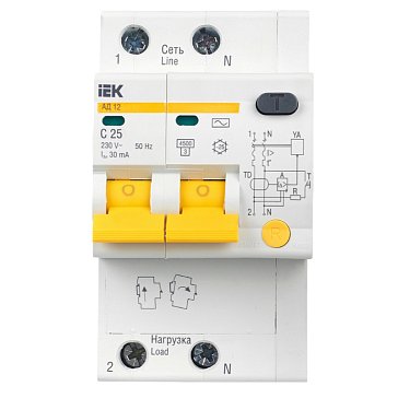 Изображение товара IEK KARAT АД12 2P MAD10 2-025-C-030 дифференциальный автомат 25А 30мА