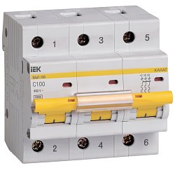 Автоматический выключатель IEK KARAT ВА47-100 MVA40-3-063-C, 3P C 63А 10кА