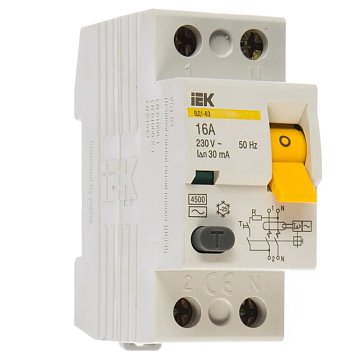 Изображение товара IEK ВД1-63 2Р MDV10-2-016-030 дифференциальный выключатель 16 А 30 мА