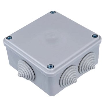 Изображение товара Коробка распределительная IEK КМ41233 UKO11-100-100-050-K41-44, о/п, 100х100х50 мм, IP44, 6 вводов, серая