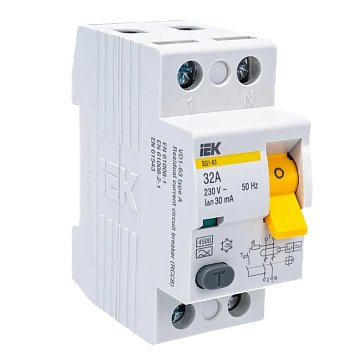 Изображение товара Выключатель дифференциального тока УЗО IEK ВД1-63 2Р MDV11-2-032-030, 32А, 30мА, тип А