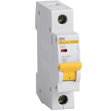 Изображение товара Автоматический выключатель IEK KARAT ВА47-29 MVA20-1-063-C, 1P C 63А 4,5кА