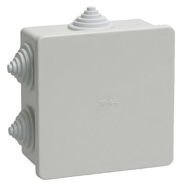 Изображение товара Коробка распределительная IEK КМ41235 UKO11-085-085-040-K41-44, о/п, 85х85х40 мм, IP44, 6 вводов, серая