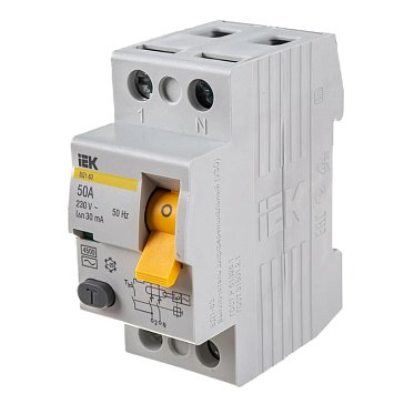 Изображение товара Выключатель дифференциального тока УЗО IEK ВД1-63 2Р MDV10-2-050-030, 50А, 30мА
