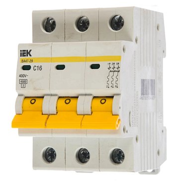 Изображение товара Выключатель автоматический IEK ВА47-29 3П MVA20-3-016-C, 16A C, 4,5кА