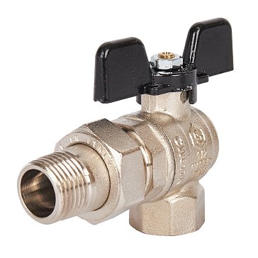 Изображение товара Кран шаровой Stout угловой с американкой 1/2", бабочка для водоснабжения