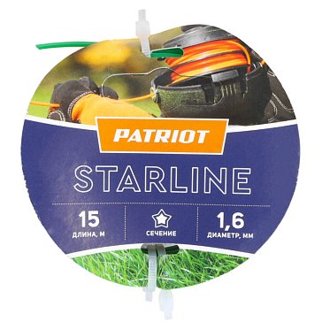 Изображение товара Леска для триммеров Patriot Starline 805201051, звезда, 1,6 мм, 15 м