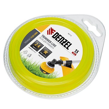 Изображение товара Леска для триммера Denzel FLEX CORD 96112, звезда, 2,4 мм х 15 м, блистер