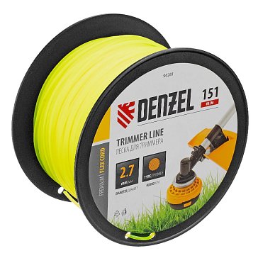 Изображение товара Леска для триммера круглая Denzel FLEX CORD 96281, 2,7ммх151м, на DIN катушке