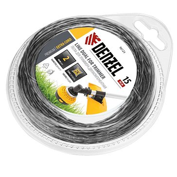 Изображение товара Леска для триммера Denzel EXTRA CORD 96124, двухкомпонентная, квадрат, 2,0мм, 15 м