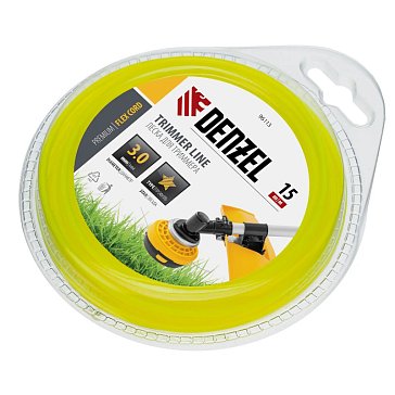 Изображение товара Леска для триммера Denzel FLEX CORD 96113 3 мм 15 м звезда желтая блистер