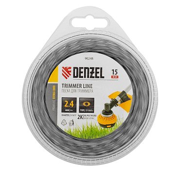 Изображение товара Леска для триммера Denzel EXTRA CORD 96248 2,4мм 15м эллипс блистер