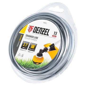 Изображение товара Леска для триммера Denzel ALUFLEX 96835, армированная алюминием, квадратная, 2,7мм х 15м, блистер