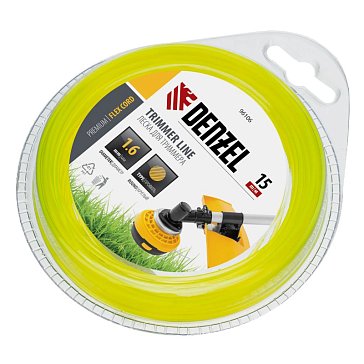 Изображение товара Леска для триммера Denzel FLEX CORD 96106 1,6 мм 15 м круглая желтая