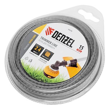 Изображение товара Леска для триммера Denzel EXTRA CORD 96258 2.4мм х 15м зубчатый квадрат