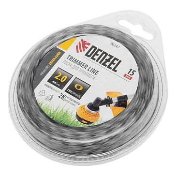 Изображение товара Леска для триммера Denzel EXTRA CORD 96247, двухкомпонентная, эллипс, 2,0мм х 15м, блистер
