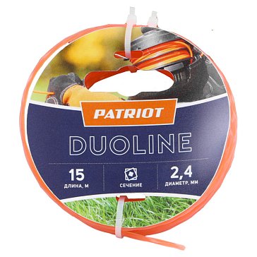 Изображение товара Леска для триммеров Patriot Duoline 805401161, витой квадрат, 2,4 мм, 15 м