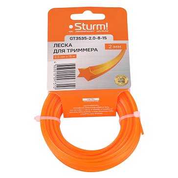 Изображение товара Леска для триммера Sturm GT3535-2.0-8-15 2 мм 15 м оранжевая высокая износостойкость